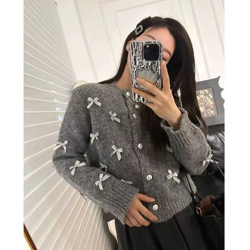 Womens Bow Knit Cardigan Sweater Spring AutumnT251028