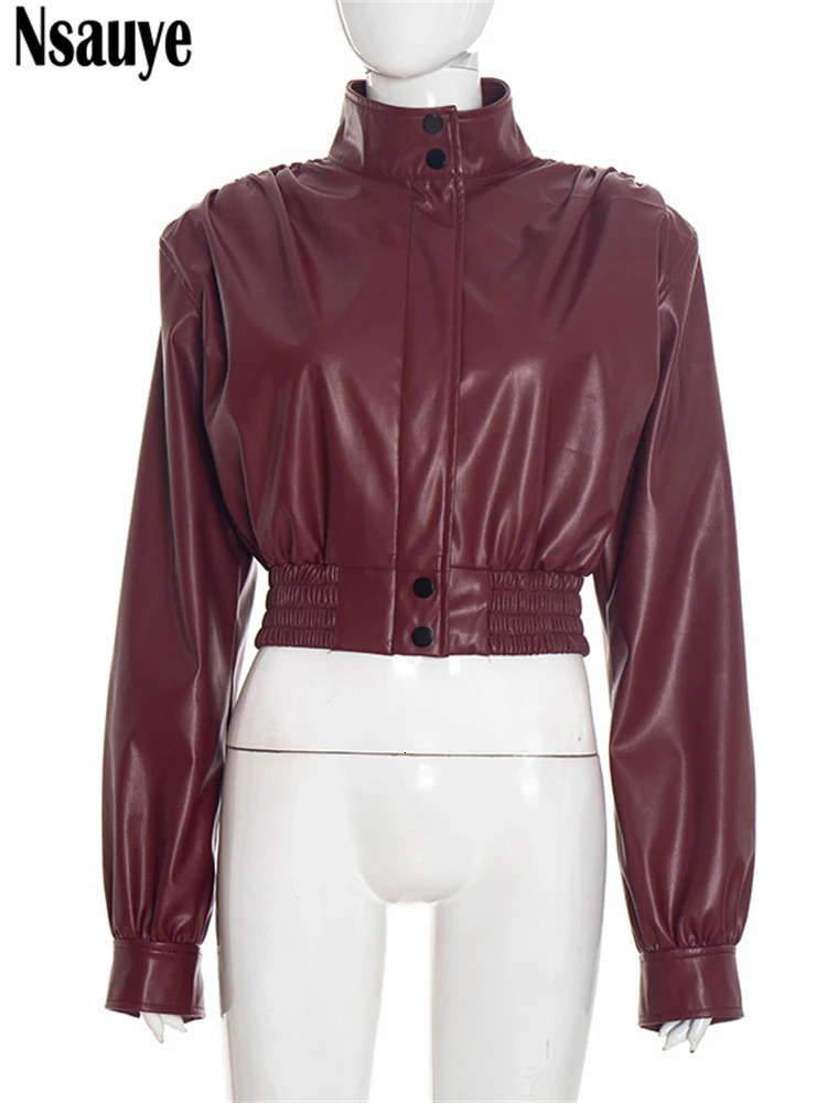 Nsauye Casual Y2K Streetwear Night Club Sexy Faux PU Leather Mini Jackets Coat Women 2025 Fashion Biker Jacket Tops Winter 251029