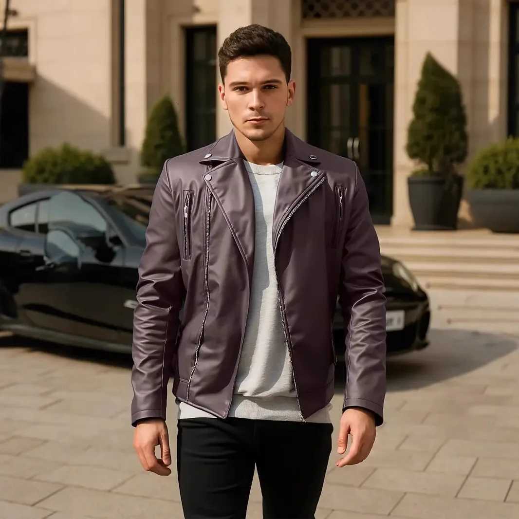 Cross border slim fit mens leather jacket casual jacket motorcycle suit American retro leather jacketT251029