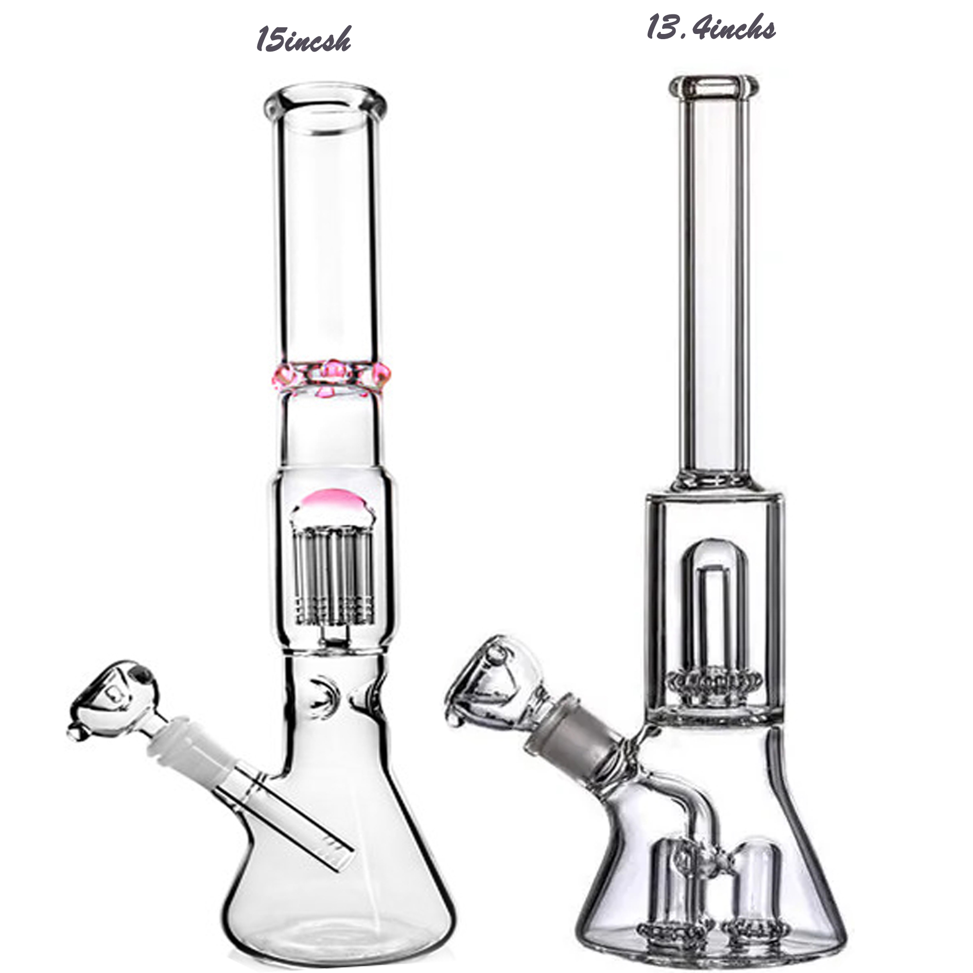 Straight Tube Glass Bong Hookahs Smoking Glass Water pipes Bubbler beaker Water Bongs 15inchs tall