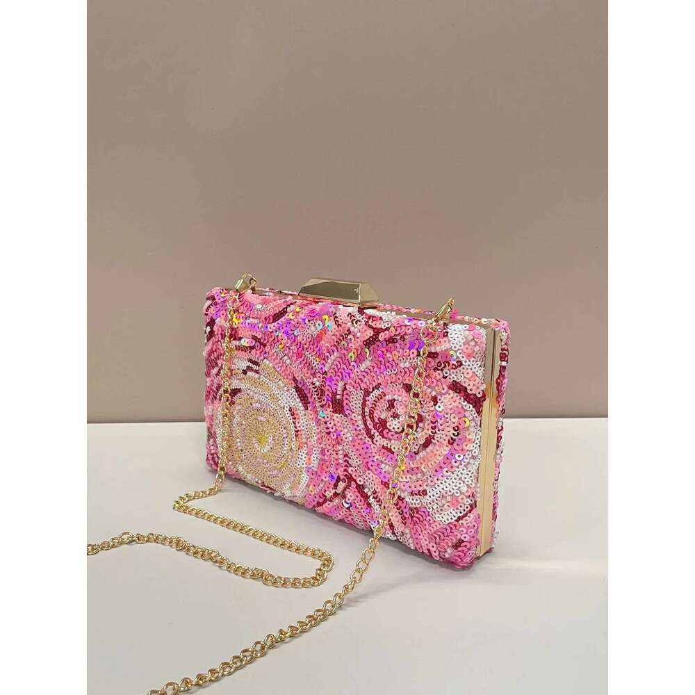 Designer Bags Pink Dinner Bag, Quiet Sequins Suitable For Party Girls, Women, Brides Luxury Bag