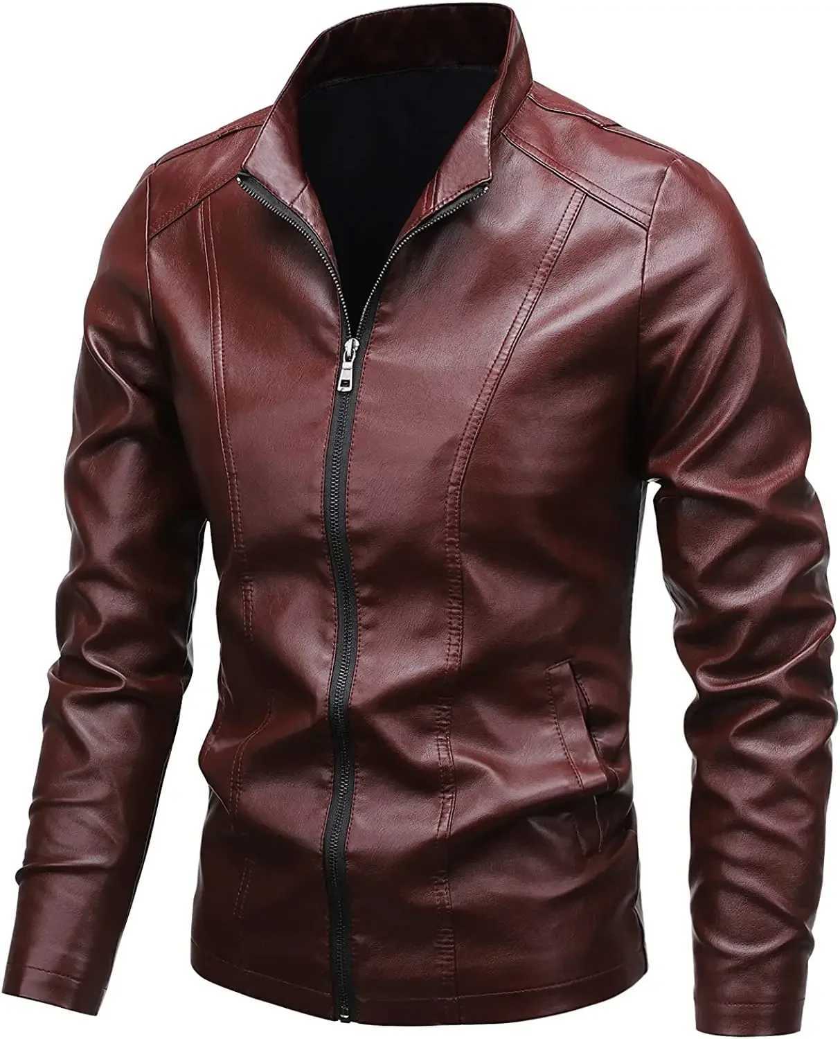 Mens PU Leather Jacket Motorcycle Biker Mens Jackets 2023 Outdoor Outwear Coats 5XL Plus SzieT251029