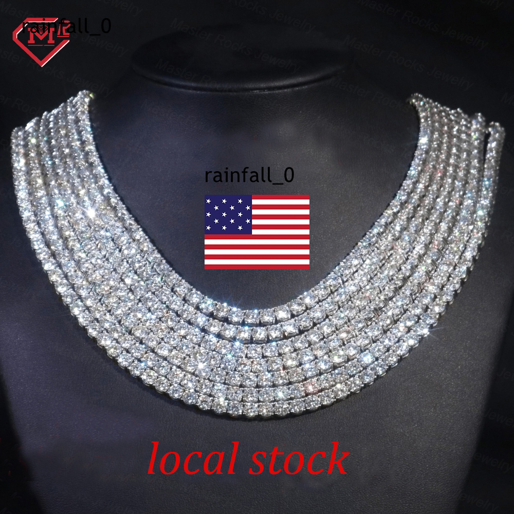 3 Days Shipment 3MM 4MM Moissanite Tennis Necklaces Jewelry 925 Silver Iced Out Moissanite Chain