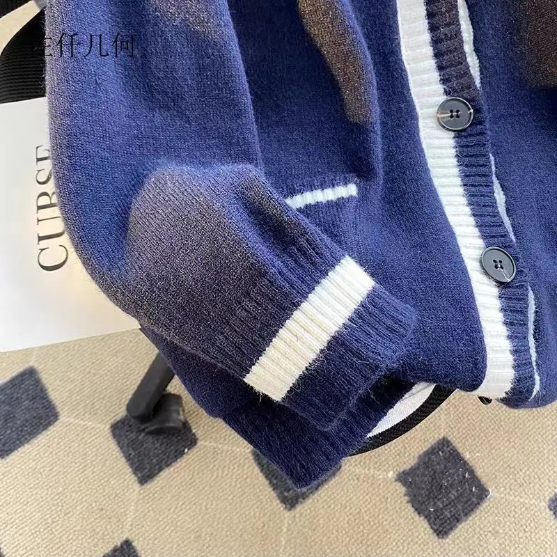Sweet Sailor Collar Sweaters for Women Loose College Style Cardigan Woman 251029