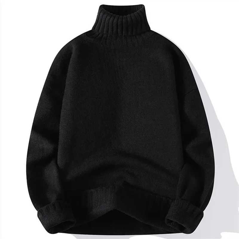 New Turtleneck Sweater Men Pullover Casual Solid Color Knitted Black Sweater Fashion Autumn Winter Men Clothing 2023 Sweater Man J251029
