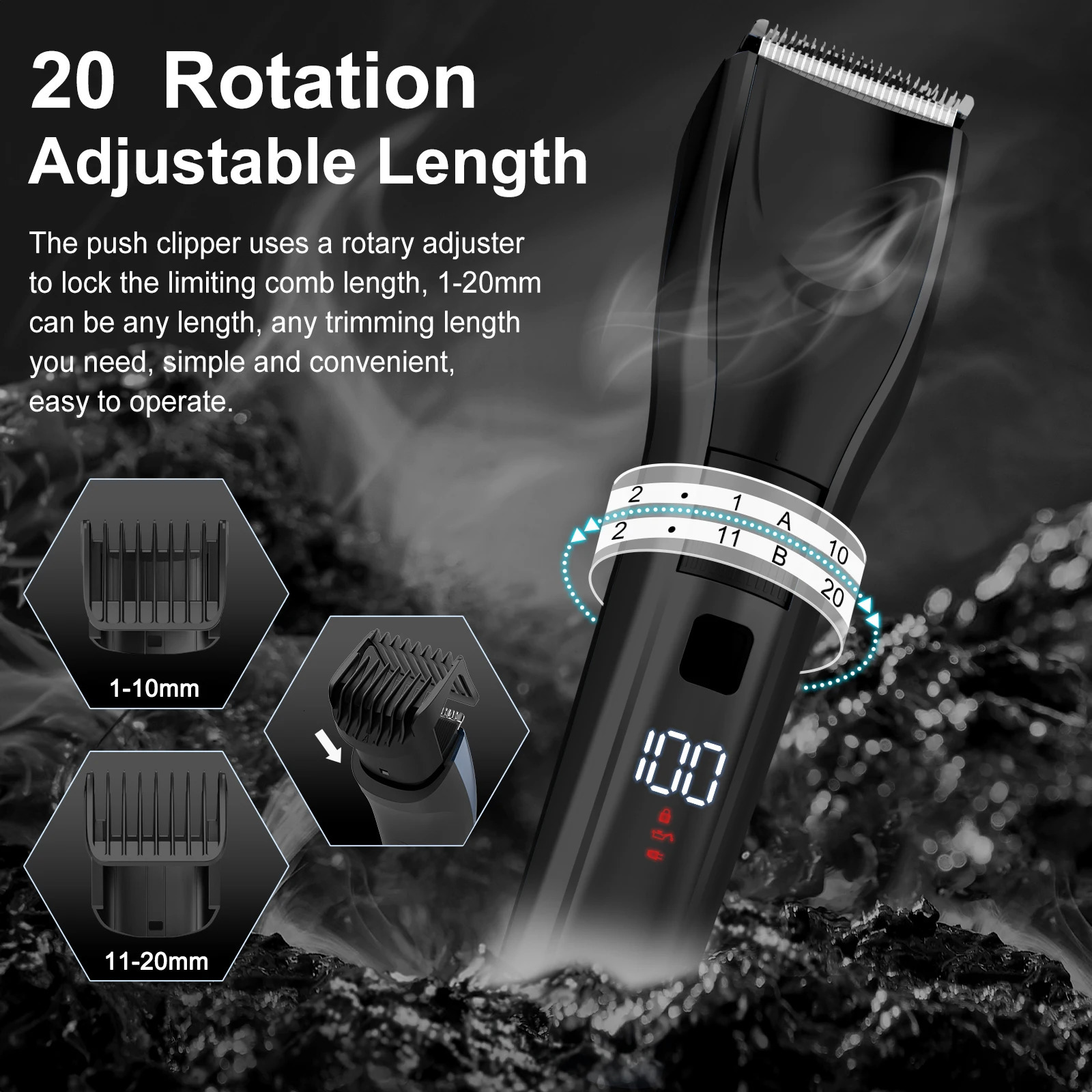 Sejoy Electric Hair Clipper For Men 20 Gears Adjustable Hair Cut Machine Hair Trimmer Professional Rechargeable Hair Cut Barber 251029