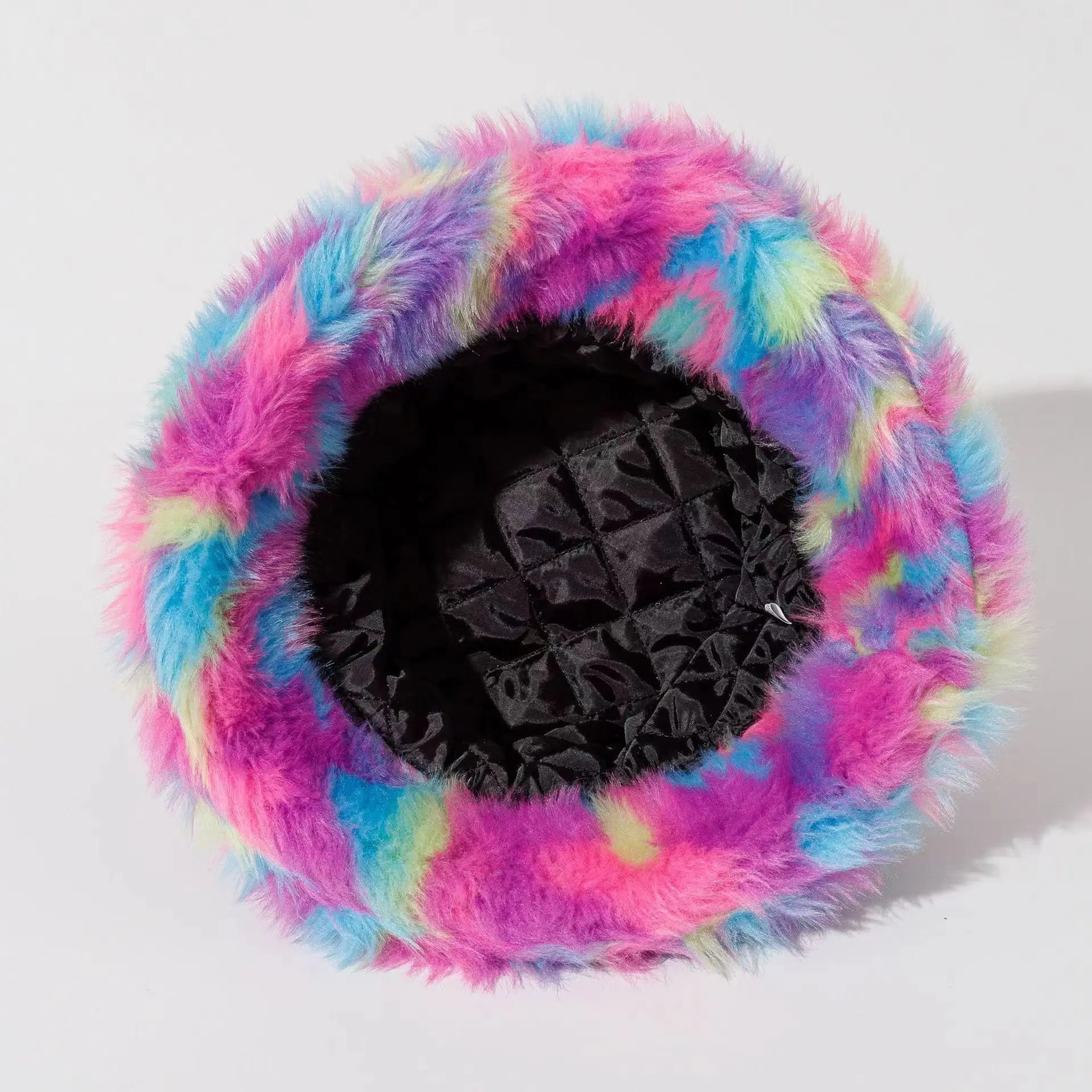 rainbow flat roof Fashion Autumn Winter Leopard Fur Bucket Hat ball Plush Fisherman Soft Warm Thick Basin Hats 251013