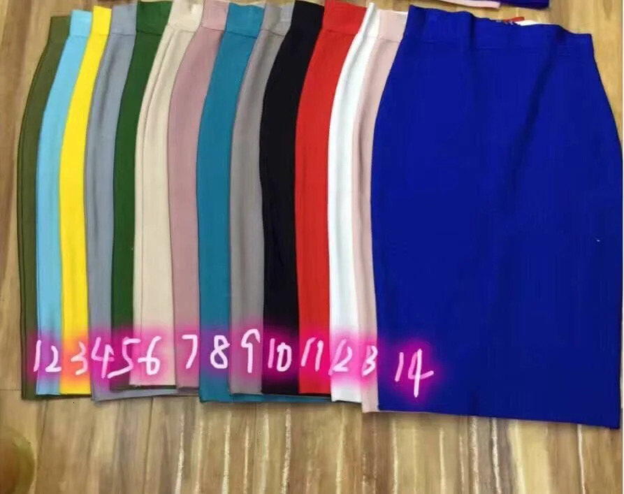 16 Colors High Quality Tight Pink Green Black Rayon Knee Length Bandage Skirt Night Club Party Skirt 251028