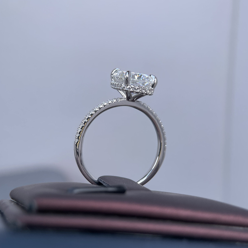 TaiYang GRA 4CT 8x10 Marquise Cut Moissanite Ring for Women, Luxurious 925 Sterling Silver Wedding Engagement Diamond Ring with Moissanite Certificate