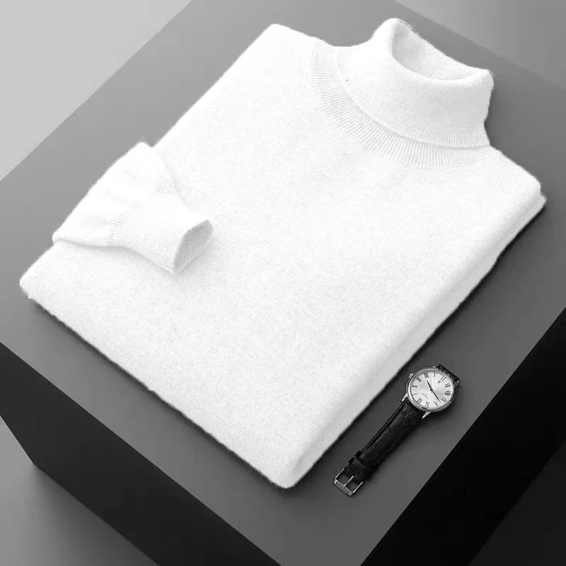 Mens Turtleneck Pullover Sweater Solid Color Knitted outerwear winter Warm Woolen Sweaters Thick Heavyweight streetwear 251029