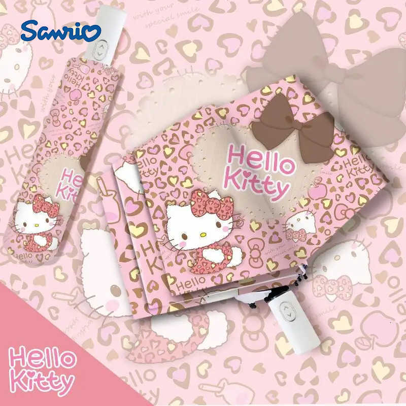 Sanrio Sanrio Hello Kitty Leopard Print Convenient Umbrella Kawaii Anime Sunscreen Uv Protection Sunshine and Rain Foldable Umbrella L251029