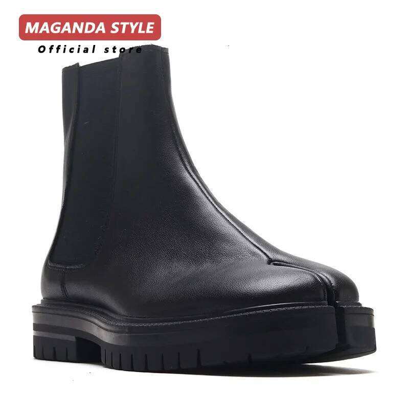 Tabi for men and women couple high top ankle leather split toe shoes British style short boots