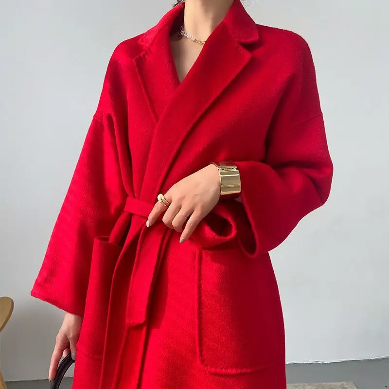 Women Cashmere Coat Double Side Wool Overcoat Slim And Thin Fashion Winter Long Cashmere Outerwea H927 251029