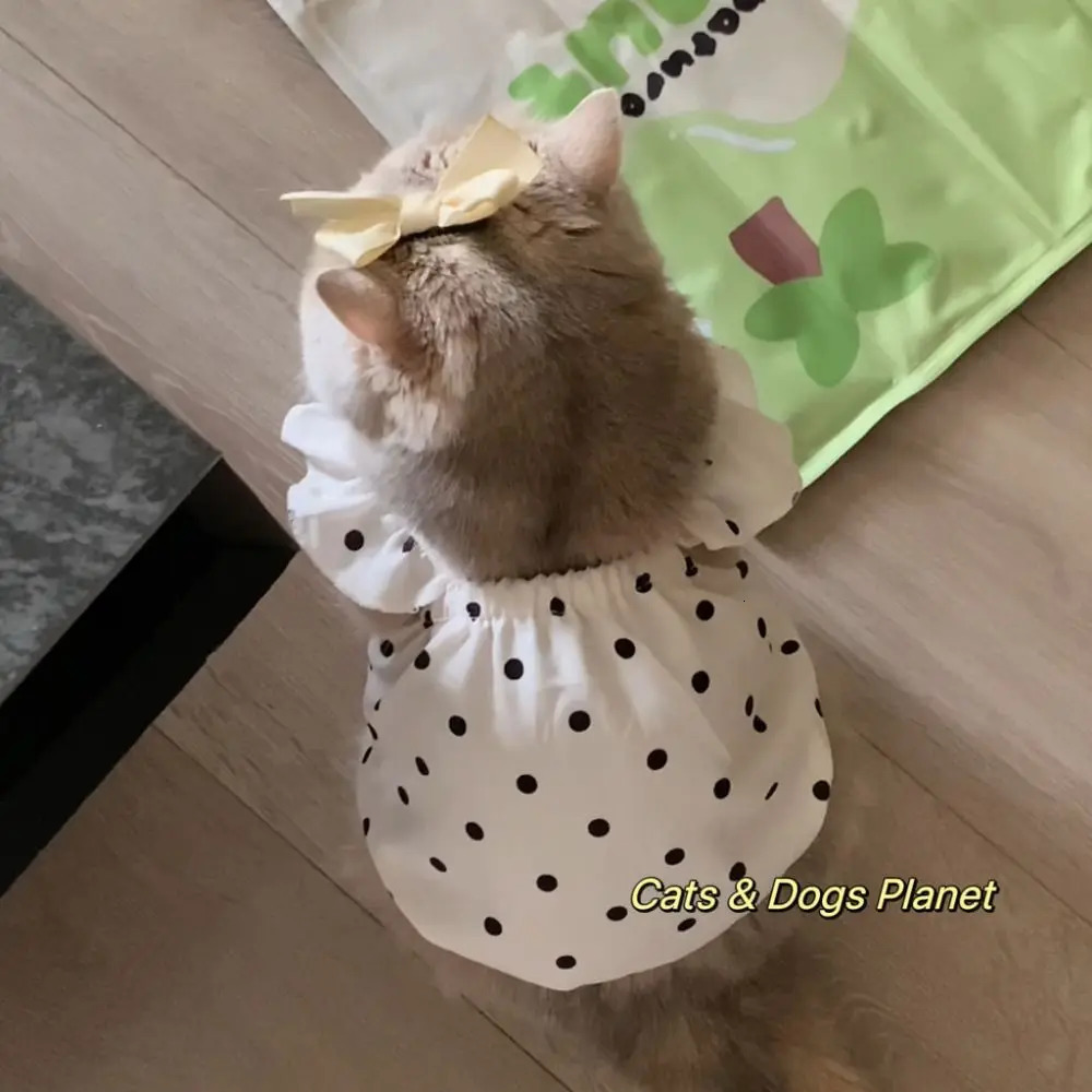 Cute Dot Pet Dog Dress Summer Clothes Slim Style Cat Princess Dresses Sleeveless Puppy Skirt Chihuahua Bichon French Bulldog 251029