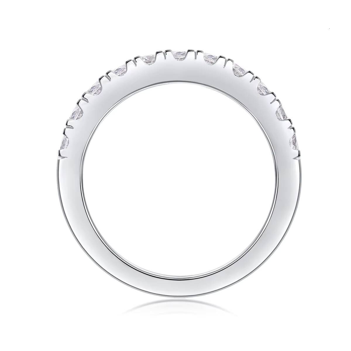 Trendy Jewelry S925 Sterling Silver Straight Lined Ring With Moissanite Diamond Gemstones for Weddings Engagements or Parties
