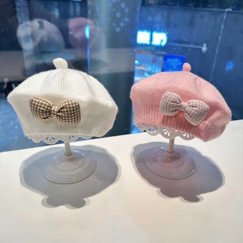 Kids Berets Winter Hat Knitted Bow Hat Berets Caps for Women Retro Hat Baby Girl Hat Autumn Winter Korean Version251028