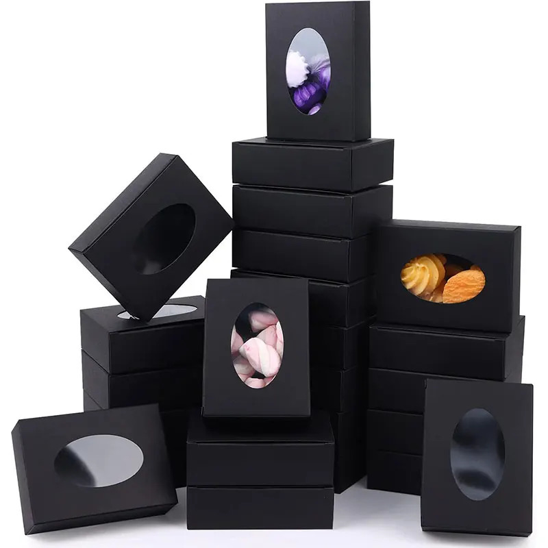 2030Pcs Mini Kraft Paper Box with Window Round Soap Packaging Boxes for Homemade Favor Treat Bakery Candy 251013