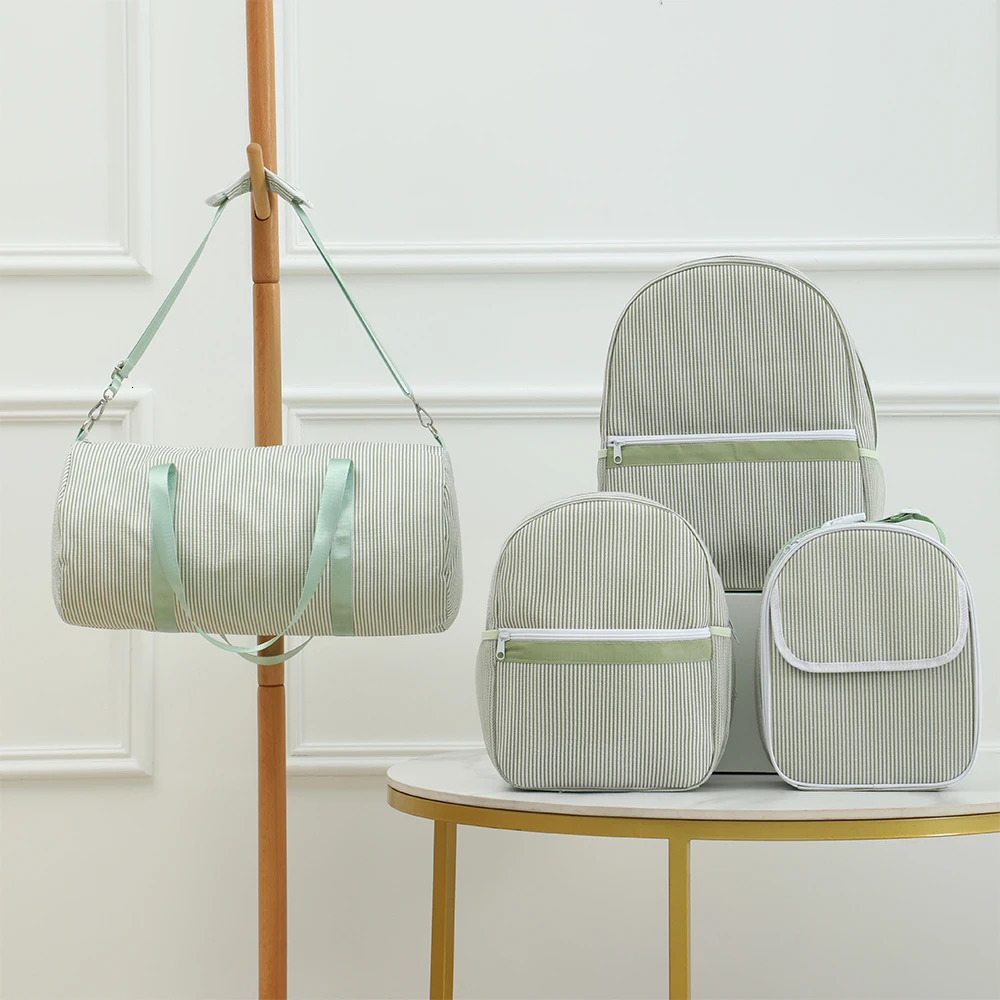 Striped Lunch Bag For Seersucker Insulated With Portable Handle School Lunch Box Travel Picnic Beach Outdoor Camping 251029