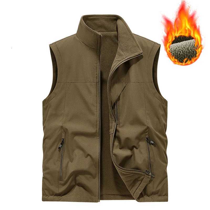 Outdoor Highquality Leisure Fishing Mens Leather Vest Autumn and Winter Comfortable Versatile Windproof Breathable Casual Vest W251029