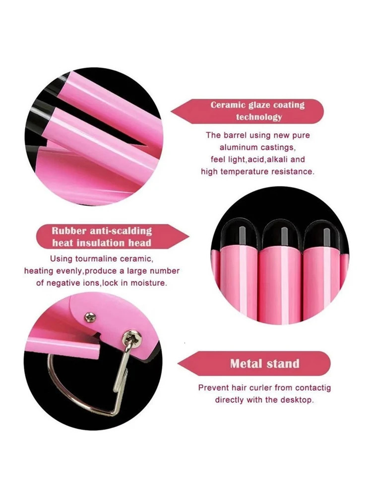 IRUIBEAUTY Professional Hair Curling Iron Ceramic Triple Barrel Hair Curler Irons Hair Styler Hair Waver Styling Tools 251029
