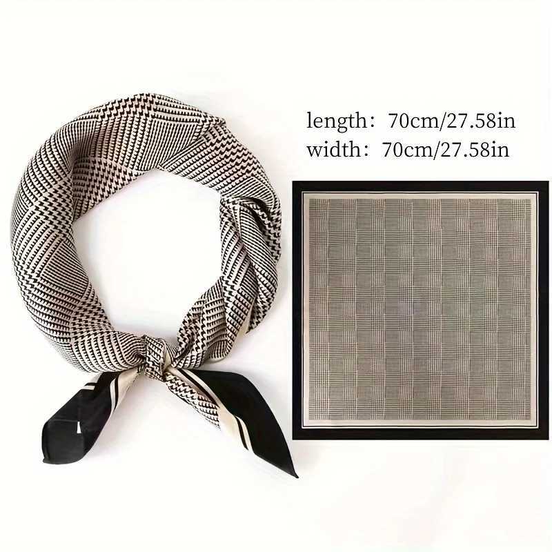 2758 Black Gray Houndstooth Square Scarf Boho Thin Silk Feeling Neck Scarf Professional Decorative Small Scarf For WomenW251029
