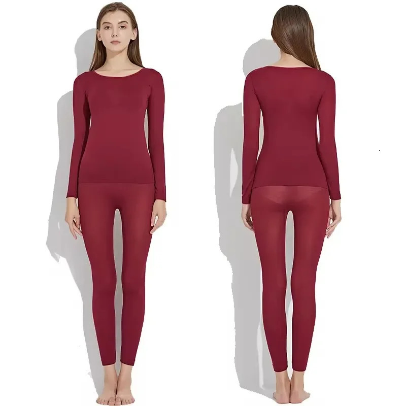 Women traceless thermal underwear set unisex intimate pajamas ultrathin winter constant temperature long sleeve lingerie 2 piec 251029