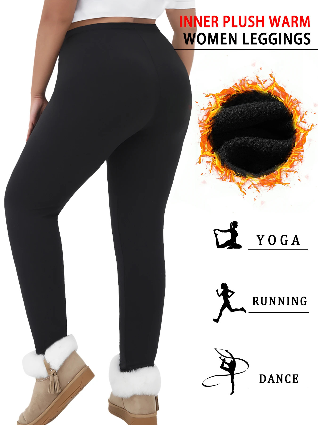 Plus Size Thermal running leggings with fleece interior for women Low Rise n provides warmth and comfort winter 251029
