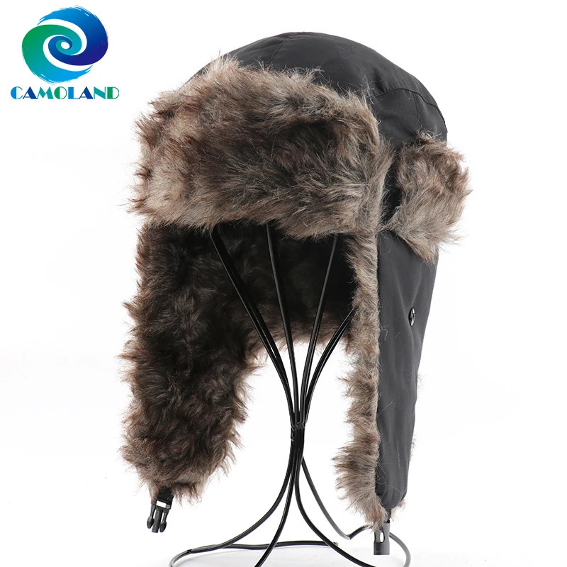 CAMOLAND Men Women Russian Hat Trapper Bomber Hats Winter Thermal Faux Fur Earflap Caps Outdoor Male Ushanka Snow Ski 251013