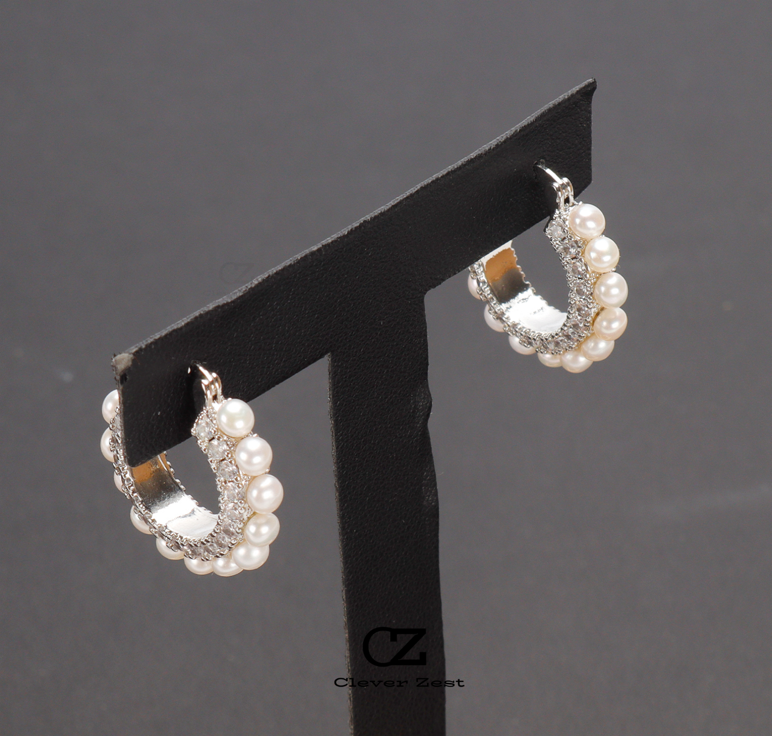 Natural White Pearl Stud Earrings with Full Diamond Accents 14K Gold-Filled Fashionable Versatile Trend-Setting Anniversary Gift Best Friend Gift