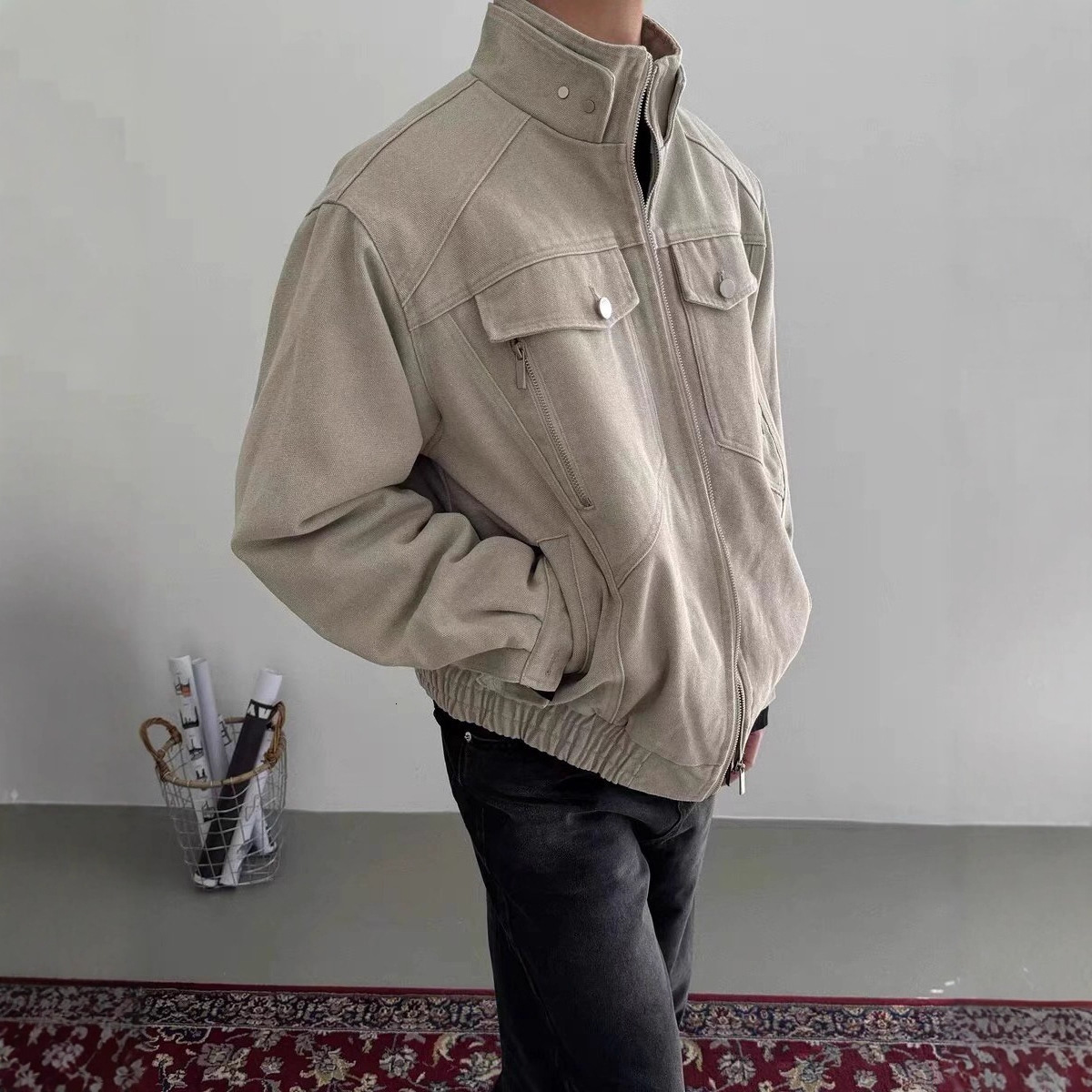 American Style Men's Jacket New Spring And Autumn Trendy Brand Stand Collar Designer Jacket Short Casual Versatile Motorcycle Jacket For Men