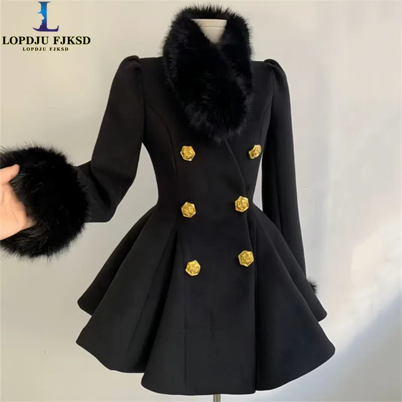 Elegant Small Fragrance Celebrity Loose Coat Moda Woolen Winter French Style Vintage Blends Slim Waist Midlength Outwear 251029