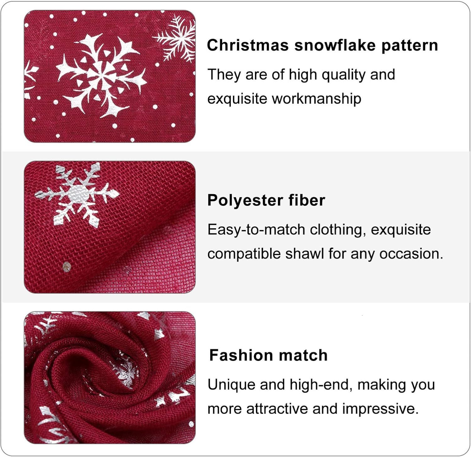 Custom Snowflake Sheer Lightweight Winter Xmas Collection Scarf Holiday Decorative Scarves for Women Ladies Black