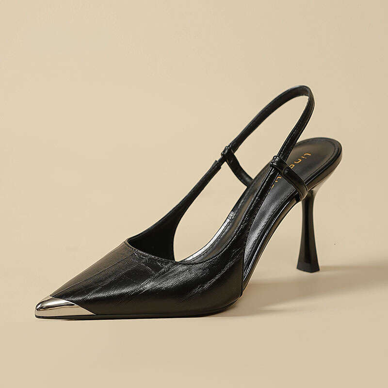 Silver Sandals for Designer Shoe Women 2025 New French Style Elegant High-end Closed Toe Backless Dress Shoes with Thin High Heels