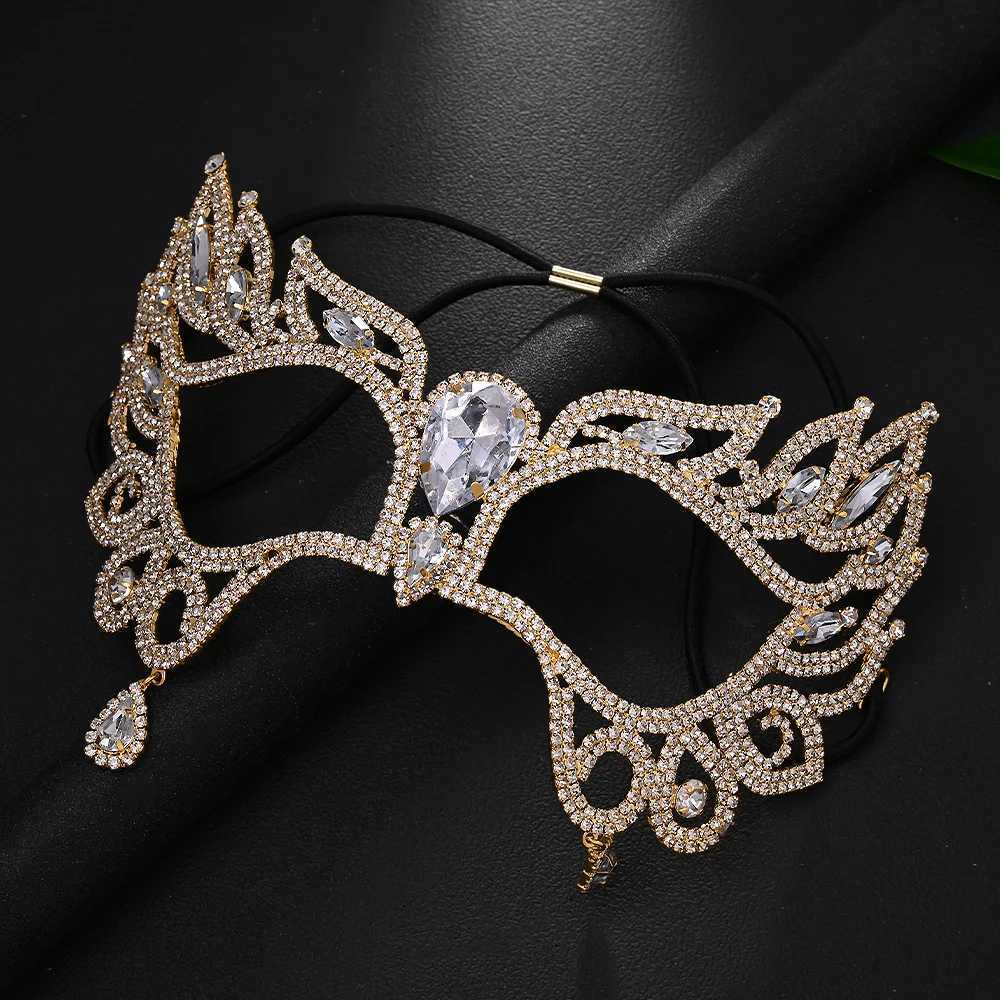 Rhinestone Tassel Veil Masks Full Face Women Chains Face Mask Masquerade Dance Party Performance Sexy Facial Accessories JewelryW251029