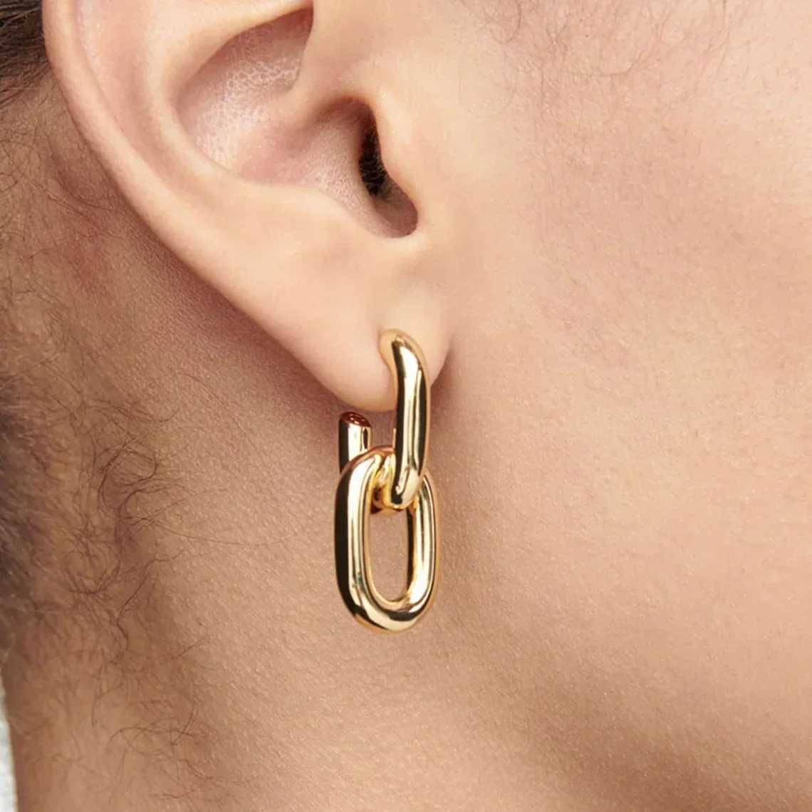 Minimalist Stainless Steel Fashion Gold Color U Shape Trendy Geometric Square Hoop Designer Earrings for Women Party JewelryW251029