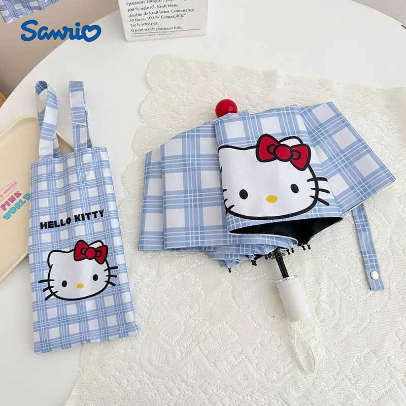 Sanrio Hot Sanrio Hello Kitty The Blue Series Sun Umbrella Kawaii Anime Vinyl Uv Protection Cartoon Sunshine and Rain Dual Use Umbrella L251029