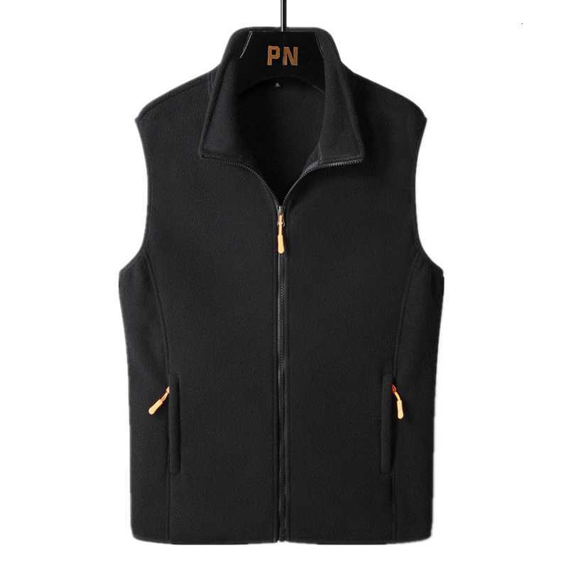 FGKKS New Autumn Men Casual Vest Jacket Solid Color Stand Collar Polar Fleece Vest Fishing Hiking Couple Warm Vest Coat Male W251029