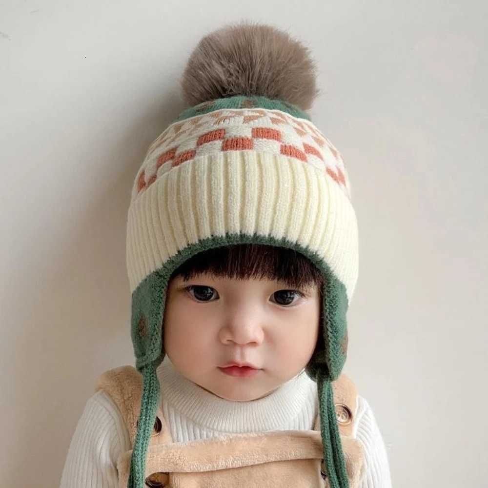 Kids Winter Fleece Hat Cute and Warm Toddler Knitted Earmuffs Soft Newborn Hat Koreanstyle Warm Student Beanie MINISO251028