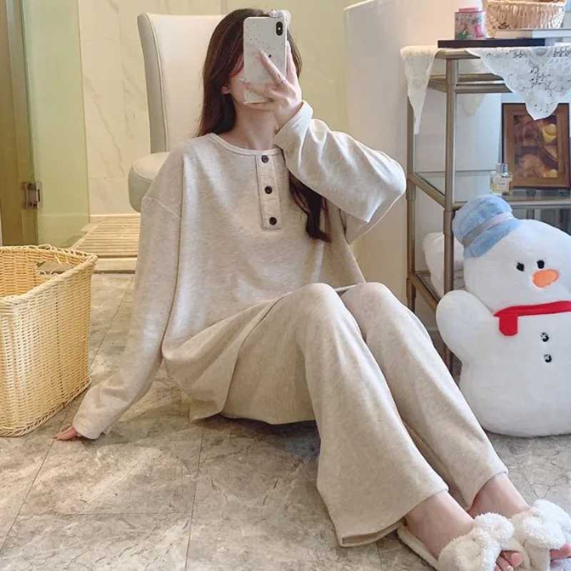 Autumn Winter Cashmere Pajamas Set Curvy Womens Extra Large Size LongSleeve Loose Sleepwear Casual Warm Loungewear HomesuitT251029