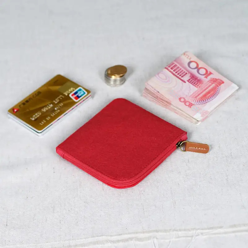 Mini Felt Coin Purse Women Men Solid Color Change Bag Credit Card ID Holder Wallets Key Chain Small Bags For Unisex 251029