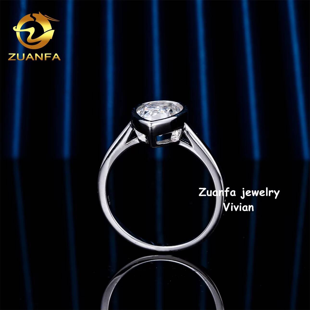 Sterling Silver 925 GRA Certificated VVS Moissanite Diamond Iced Out Women Wedding Rings Pass Diamond Tester