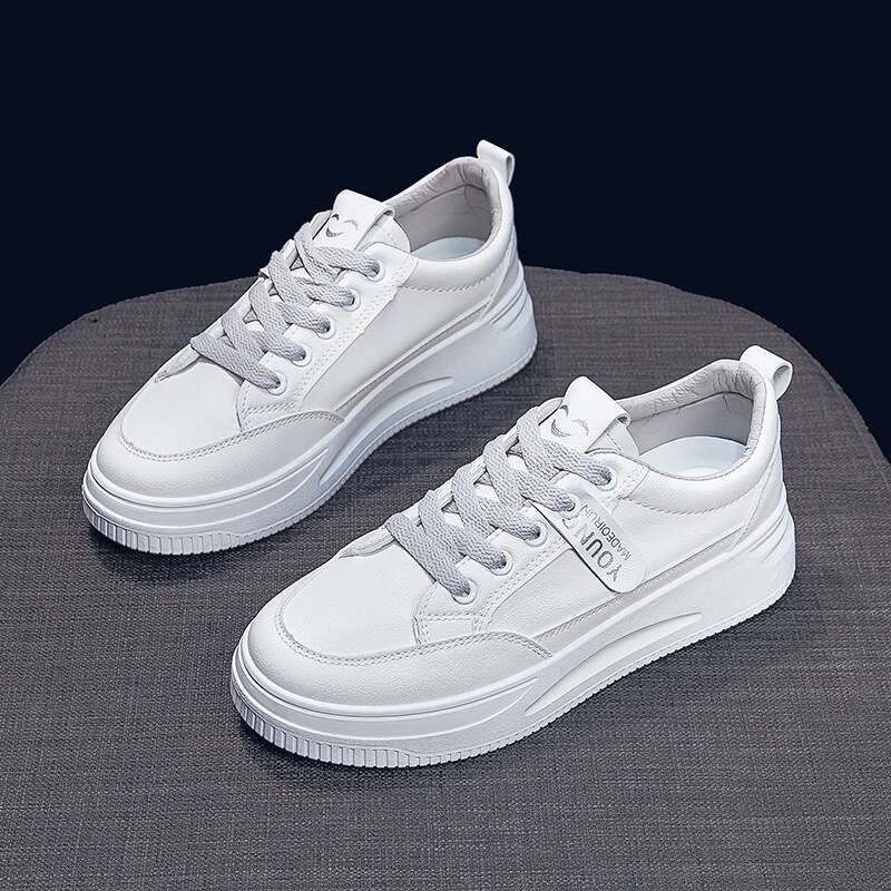 White Sneakers for Women 2025 New Soft Comfortable Versatile Student Thick Sole Sports Casual Shoes