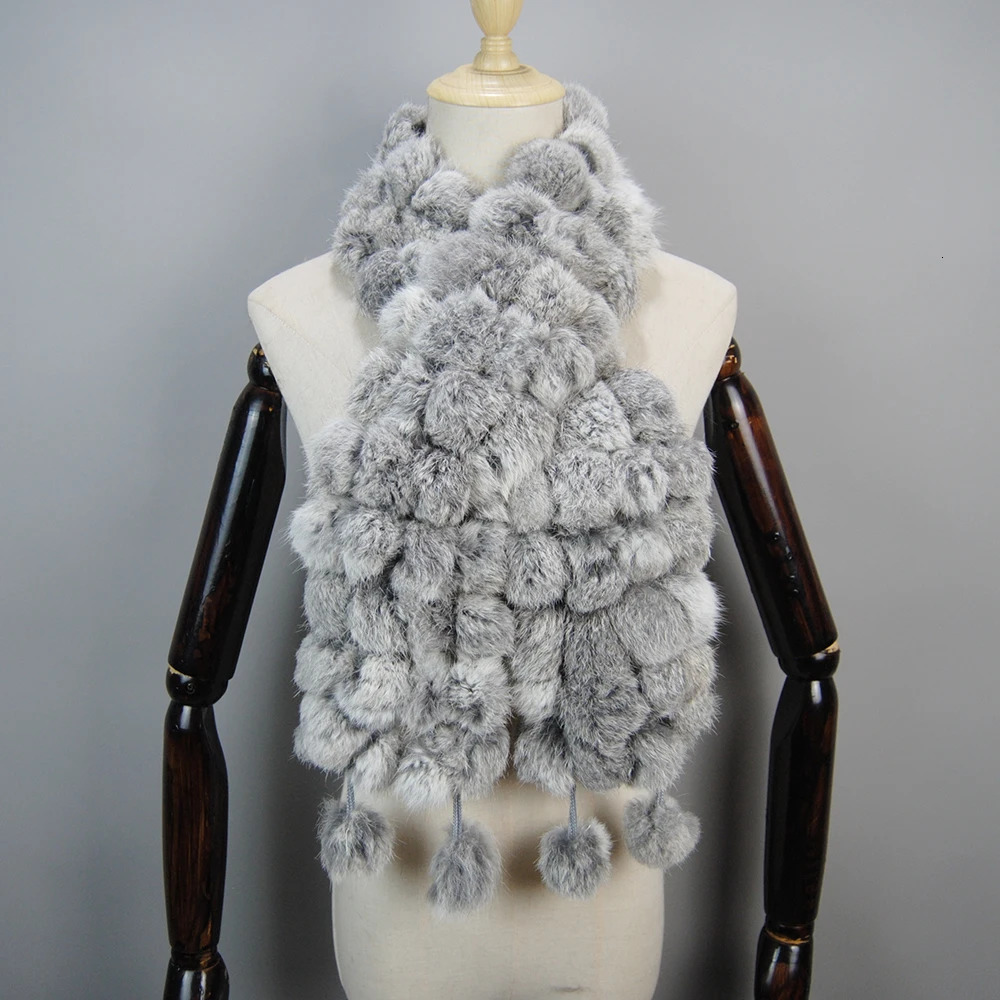 Women Winter Warm Rabbit Fur Scarf Natural Rabbit Fur Muffler Lady 100 Genuine Fur Scarves Wholesale Retail 251023CJ