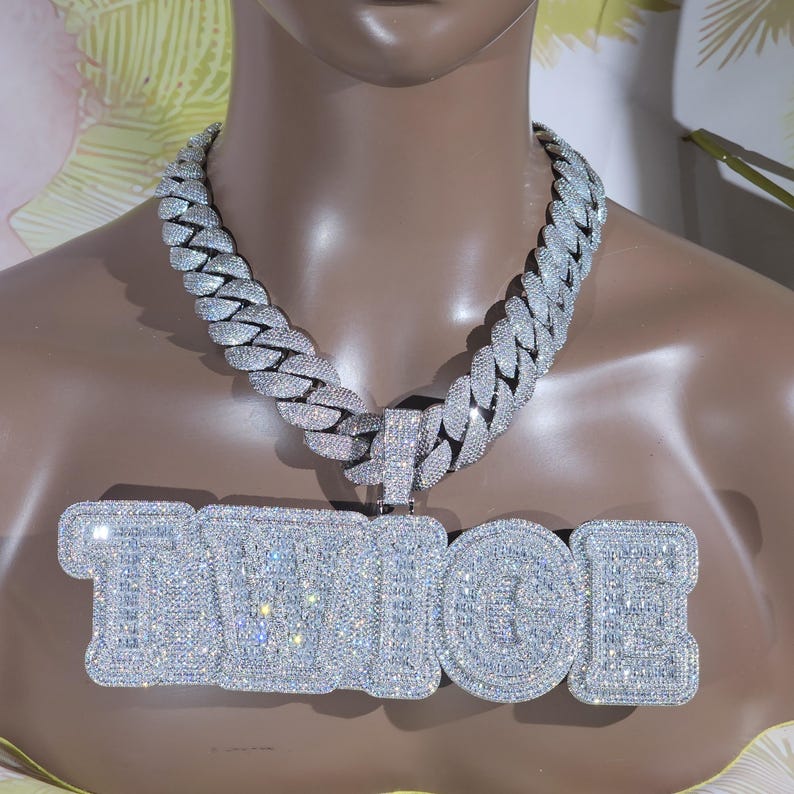 necklace moissanite chain Hip Hop Moissante Luxury Jewelry Women Custom Iced Out Name Pendant 925 Silver Cuban Rose Gold