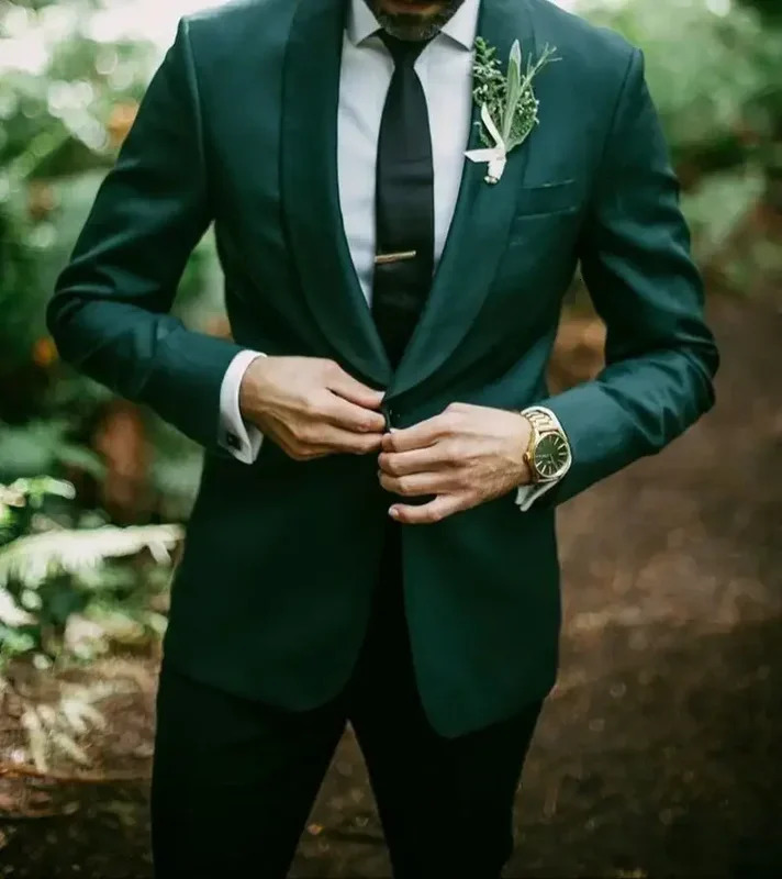 Men Suits Country Garden Wedding Tuxedos Shawl Lapel Slim Fit Groom Formal Wear Man Elegant Prom Party Blazer Emerald Green 251028