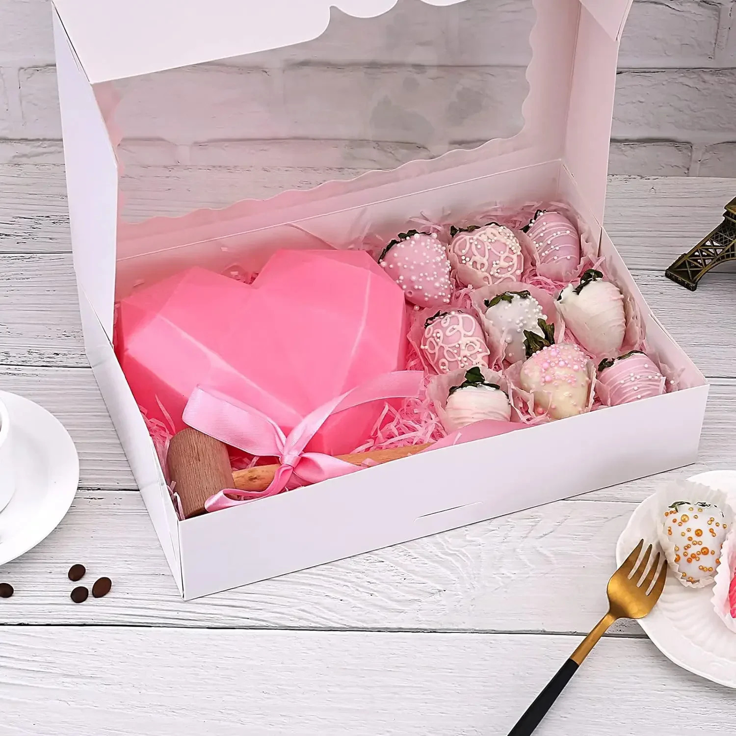 Multi Bakery Boxes with Window Cookie AutoPopup Treat for Pies Muffins Donuts and PastriesGift MomWhite 251013