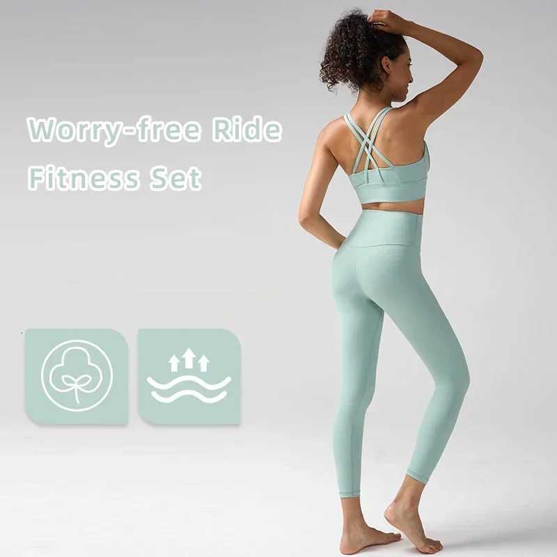 Hot Selling Womens Yoga Sets Cross Back Bra With High Waist Yoga Leggings Breathable Comfort Running Pilates Sports SuitXJ251029