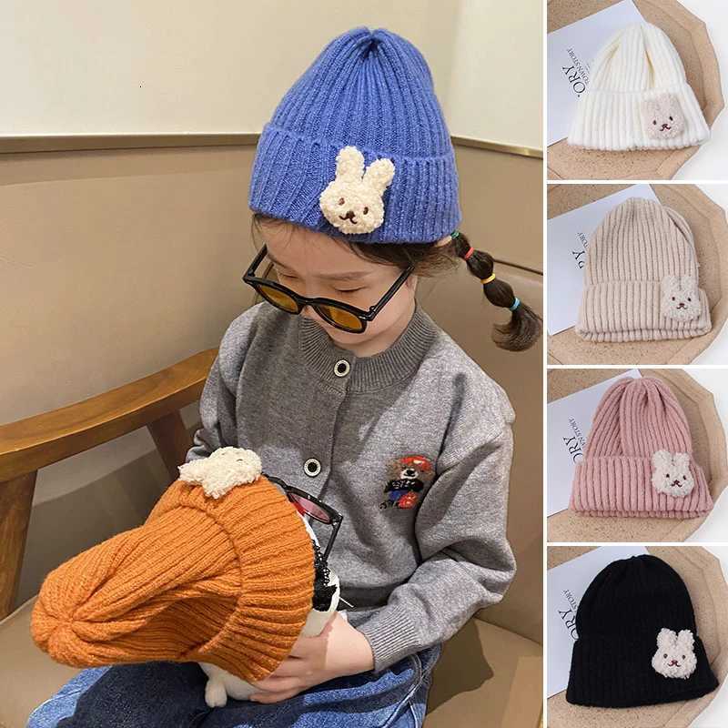 Cute Bear Baby Beanie Korean Bear Kids Knitted Hat 25year Boys Girls Winter Warm Crochet Bonnet Solid Color Woolen Skullies Cap251028