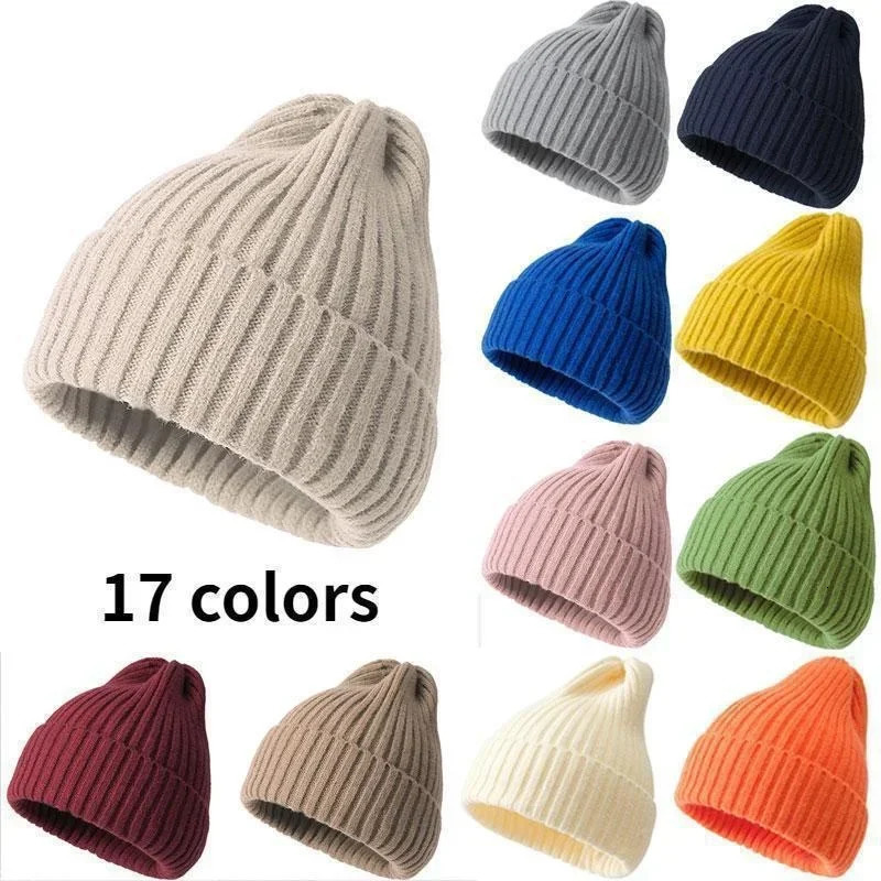 Beanie Winter for Women Men Boys Girls Crochet Hat Solid Color Unisex Autumn Knitted Beanies Caps Wild Accessories 251029