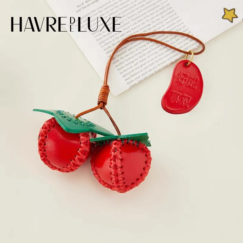 Persimmon charm cow leather fashion highend tomato keychain decoration pendant good things come to pair bag accessories 251029